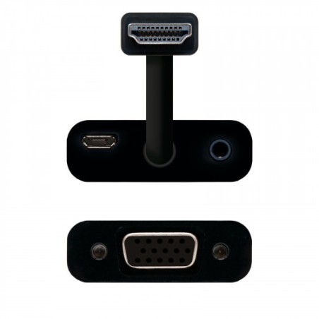 21561-Nanocable CONVERSOR HDMI A SVGA+AUDIO, HDMI/M-SVGA/H+3.5/H, NEGRO, 10 CM+1.0 M