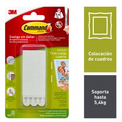 BLISTER TIRAS ADHESIVAS ESTRECHAS PARA CUADROS HASTA 54KG COMMAND 17207 3M 7100127050