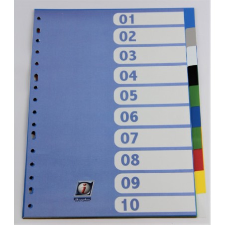 2202-SEPARADOR FORMATO FOLIO PVC MULTITALADRO 10 PESTANAS OPACO IBERPLAS 717OM
