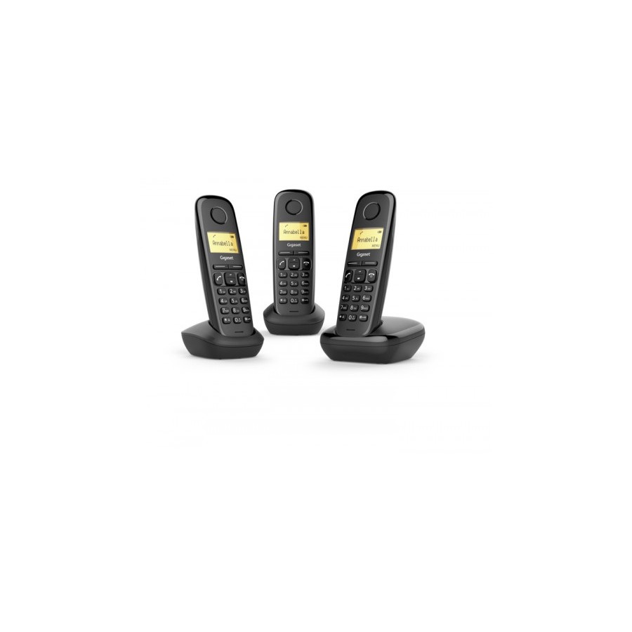 22227-Gigaset A170 Trio Telefono DECT/analogico Negro Identificador de llamadas 22227-Gigaset A170 Trio Telefono DECT/analogico Negro Identificador de llamadas