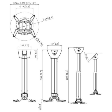 22310-VOGELS GAMA PROFESIONAL SOPORTES DE PROYECTOR A TECHO Y ACCESORIOS PPC 1555 PROJECTOR CEILING MOUNT WHITE LENGTH 5