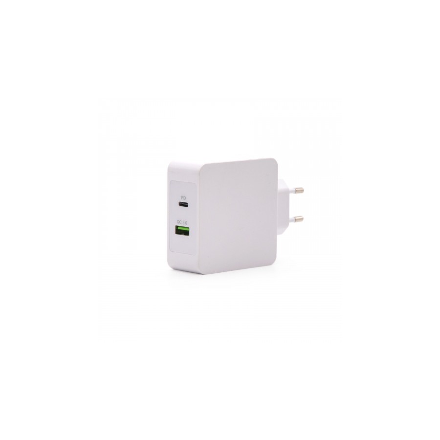 22538-TooQ Cargador de Pared doble puerto USB-C PD + USB A QC3.0, 48W 22538-TooQ Cargador de Pared doble puerto USB-C PD + USB A QC3.0, 48W
