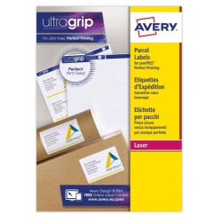 2255-PAQUETE 15 HOJAS ETIQUETAS BLANCAS PARA PAQUETES IMPRESORAS LASER 199,6X143,5 MM AVERY L7168-15