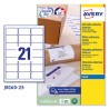 2259-PAQUETE 25 HOJAS ETIQUETAS BLANCAS QUICK DRY-IMPRESORAS DE INYECCION DE TINTA-63,5X38,1 MM AVERY J8160-25