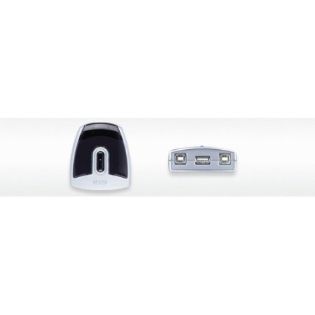 22674-Aten 2-Port USB 2.0 Peripheral Switch 480 Mbit/s Negro, Plata