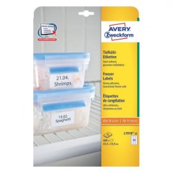 2268-PAQUETE 25 HOJAS ETIQUETAS PARA EL CONGELADOR-IMPRESORAS LASER, INYECCION DE TINTA Y FOTOCOPIADORAS-63,5 X 33,9 MM