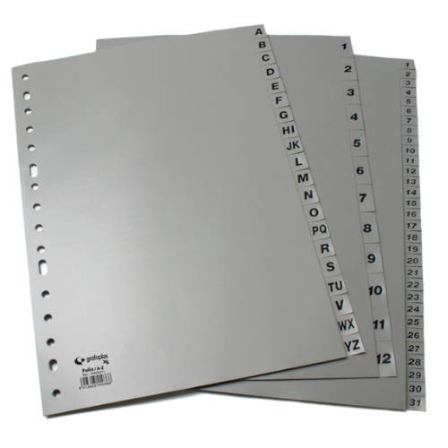 22781-JUEGO NUMERICO XS 1-12 FOLIO POLIPROPILENO GRIS GRAFOPLAS 44412071