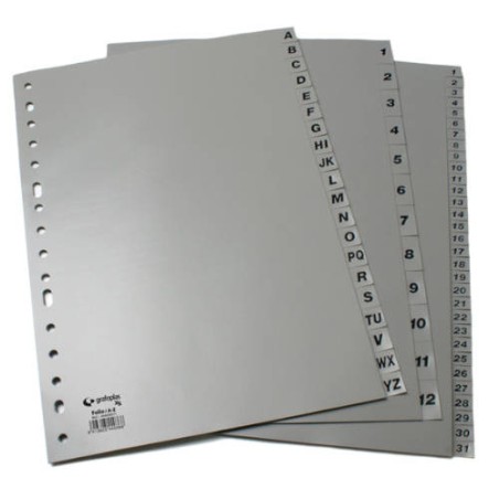 22781-JUEGO NUMERICO XS 1-12 FOLIO POLIPROPILENO GRIS GRAFOPLAS 44412071