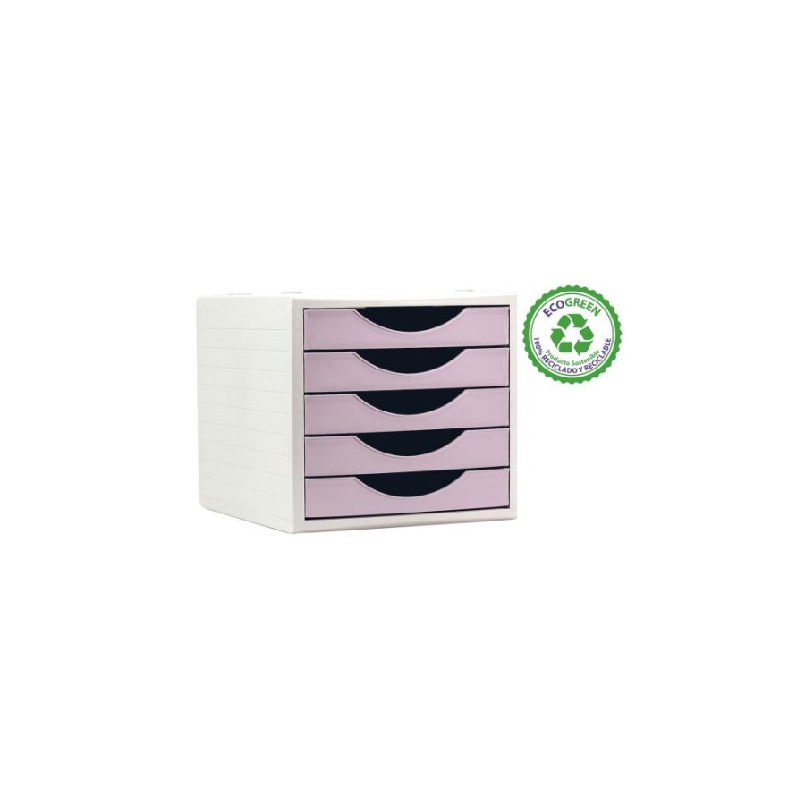 22818-MODULO ECOGREEN 100% RECICLADO Y RECICLABLE 5 CAJONES ROSA PASTEL 340X270X260 MM ARCHIVO 2000 4005 RS PS 22818-MODULO ECOGREEN 100% RECICLADO Y RECICLABLE 5 CAJONES ROSA PASTEL 340X270X260 MM ARCHIVO 2000 4005 RS PS