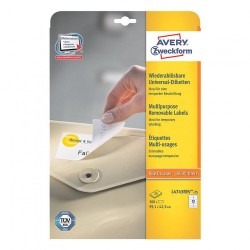 2282-PAQUETE 25 HOJAS ETIQUETAS DESPEGABLES ECOLOGICAS, CERTIFICADAS FSC-IMPRESORAS LASER-99,1X42,3 MM AVERY L4743REV-25