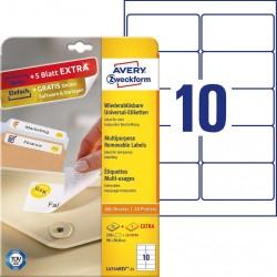 2283-PAQUETE 25 HOJAS ETIQUETAS DESPEGABLES ECOLOGICAS, CERTIFICADAS FSC-IMPRESORAS LASER-96X 50,8 MM AVERY L4744REV-25