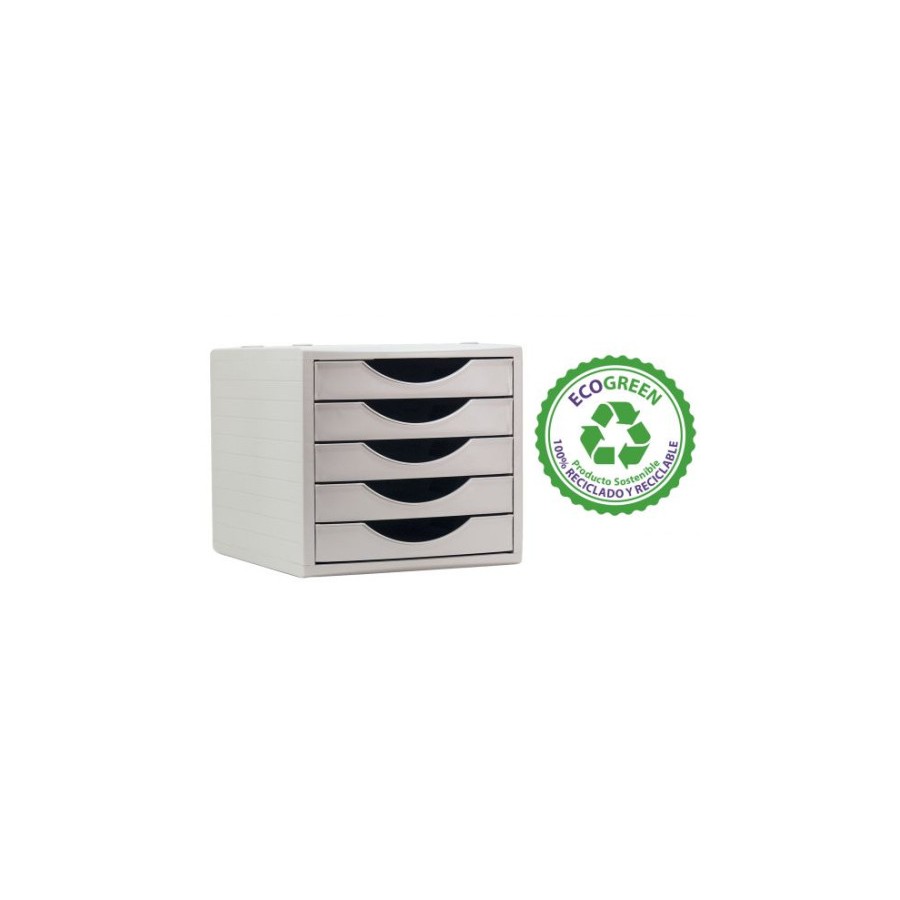 22838-MODULO ECOGREEN 5 CAJONES BLANCO 100% RECICLADO Y RECICLABLE DIN A4 FOLIO Y SUBCARPETA MEDIDAS: 340X270X260 MM CAR 22838-MODULO ECOGREEN 5 CAJONES BLANCO 100% RECICLADO Y RECICLABLE DIN A4 FOLIO Y SUBCARPETA MEDIDAS: 340X270X260 MM CAR