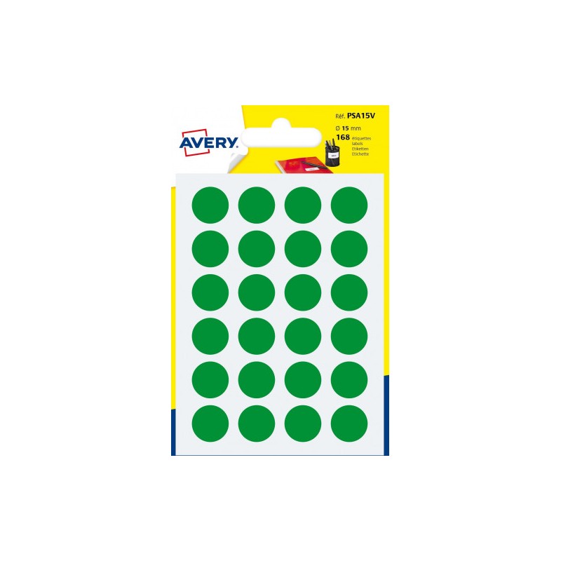 2286-PAQUETE 7 HOJAS ETIQUETAS REDONDAS GOMETS VERDES 15MM DIAMETRO AVERY PSA15V 2286-PAQUETE 7 HOJAS ETIQUETAS REDONDAS GOMETS VERDES 15MM DIAMETRO AVERY PSA15V