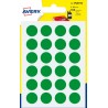 2286-PAQUETE 7 HOJAS ETIQUETAS REDONDAS GOMETS VERDES 15MM DIAMETRO AVERY PSA15V