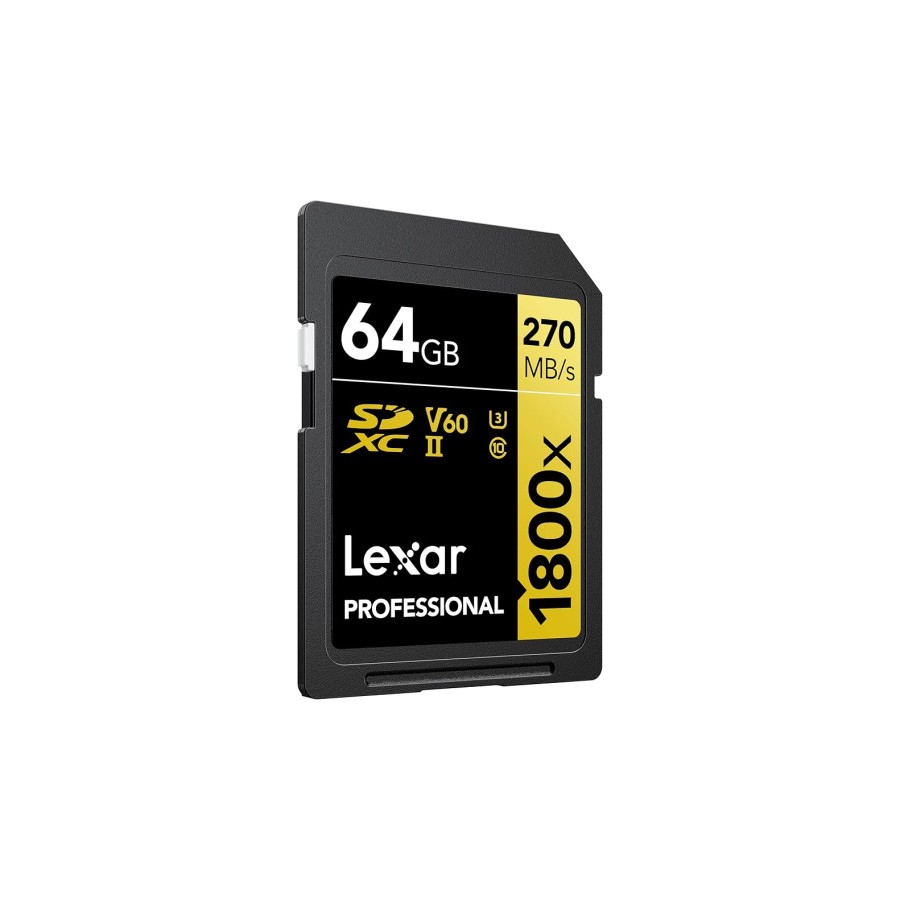 22930-LEXAR 64GB PROFESSIONAL 1800X SDXC UHS-II CARDS, UP TO 280MB/S READ 210MB/S WRITE C10 V60 U3 22930-LEXAR 64GB PROFESSIONAL 1800X SDXC UHS-II CARDS, UP TO 280MB/S READ 210MB/S WRITE C10 V60 U3