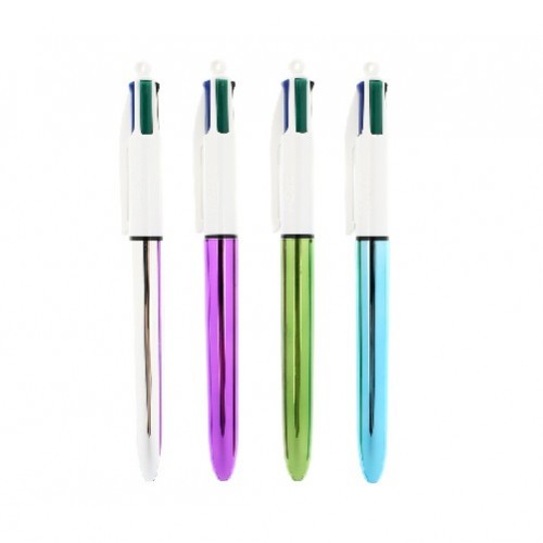 22973-BOLIGRAFO 4 COLORES SHINE PUNTA FINA COLOR PLATA AZUL/NEGRO/ROJO Y VERDE BIC 982873