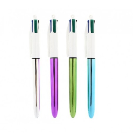 22973-BOLIGRAFO 4 COLORES SHINE PUNTA FINA COLOR PLATA AZUL/NEGRO/ROJO Y VERDE BIC 982873