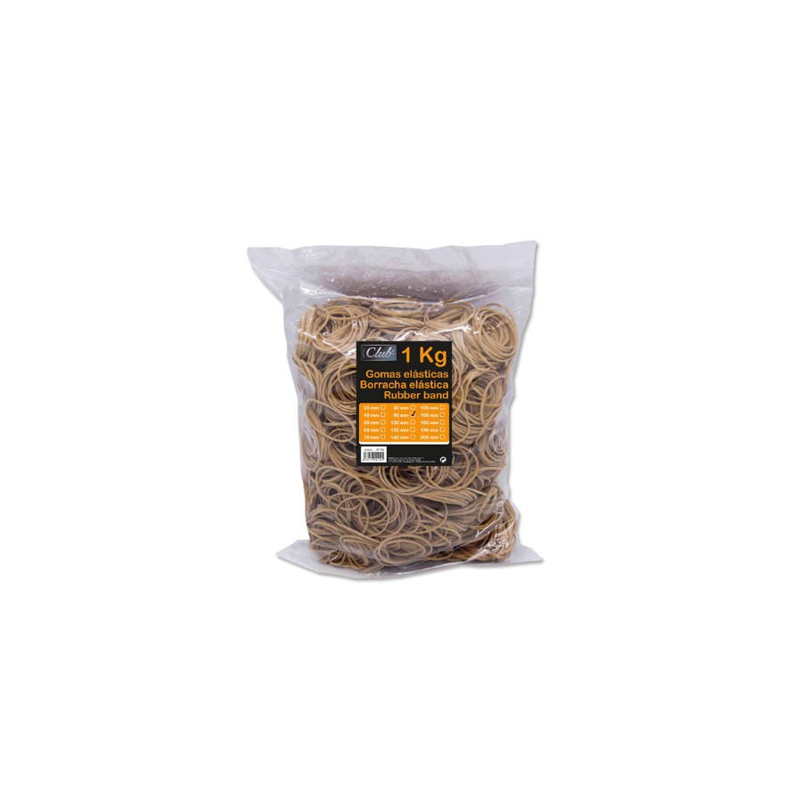 22979-BOLSA 1 KG. GOMAS ELASTICAS No 90 DE 9 CM. LARGO OFFICE CLUB 320429