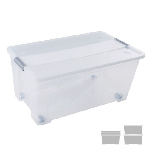 23029-CAJA DE ALMACENAJE CON TAPA Y RUEDAS 61 LITROS 40X68X31CM PP TRANSPARENTE ARCHIVO 2000 CP1482061 CS TP