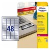 2307-PAQUETE 8 HOJAS ETIQUETAS PLATEADAS DE POLIESTER-IMPRESORAS LASER-45,7X21,2 MM AVERY L6009-8