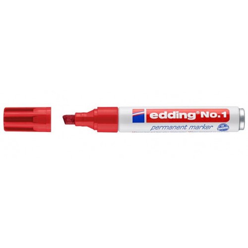 23098-MARCADOR PERMANENTE PUNTA BISELADA 1-5MM No1 ROJO EDDING 1-02