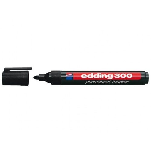 23112-MARCADOR PERMANENTE PUNTA REDONDA 1.5-3MM 300 NEGRO EDDING 300-01