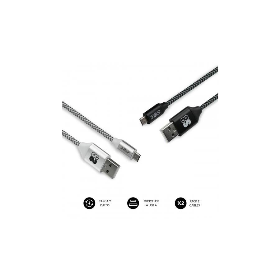 23150-SUBBLIM PACK 2 CABLES USB A MICRO USB (2.4A) 1M BLACK/SILVER 23150-SUBBLIM PACK 2 CABLES USB A MICRO USB (2.4A) 1M BLACK/SILVER