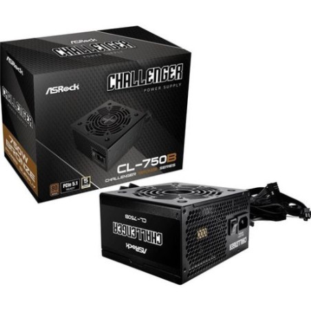 23356-FUENTE ALIMENTACION ASROCK CL-750B,PSU,750W,80 PLUS BRONZE,120MM,ACTIVE PFC,PCI-E 5.1 (12+4pin)x1,PCI-E (6+2 pin)x