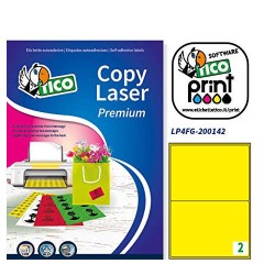 2374-CAJA 70 HOJAS ETIQUETAS AMARILLO FLUORESCENTE CON ESQUINAS REDONDAS-LASER/INYECCION DE TINTA/FOTOCOPIADORAS-200X142