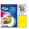 2374-CAJA 70 HOJAS ETIQUETAS AMARILLO FLUORESCENTE CON ESQUINAS REDONDAS-LASER/INYECCION DE TINTA/FOTOCOPIADORAS-200X142