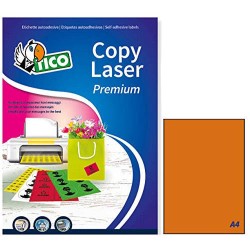 2375-CAJA 70 HOJAS ETIQUETAS NARANJA FLUORESCENTE SIN MARGENES-LASER/INYECCION DE TINTA/FOTOCOPIADORAS-210X297 MM TICO L