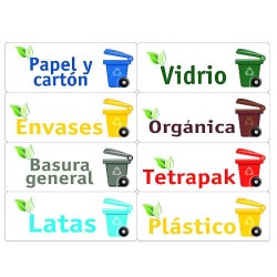 2385-KIT 24 ETIQUETAS PARA BASURA SURTIS, 120X45MM, 3 HOJAS TICO KIT-OF24-ES