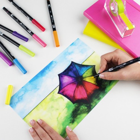 2417-ROTULADOR DOBLE PUNTA PINCEL COLOR PROCESS YELLOW TOMBOW ABT-055