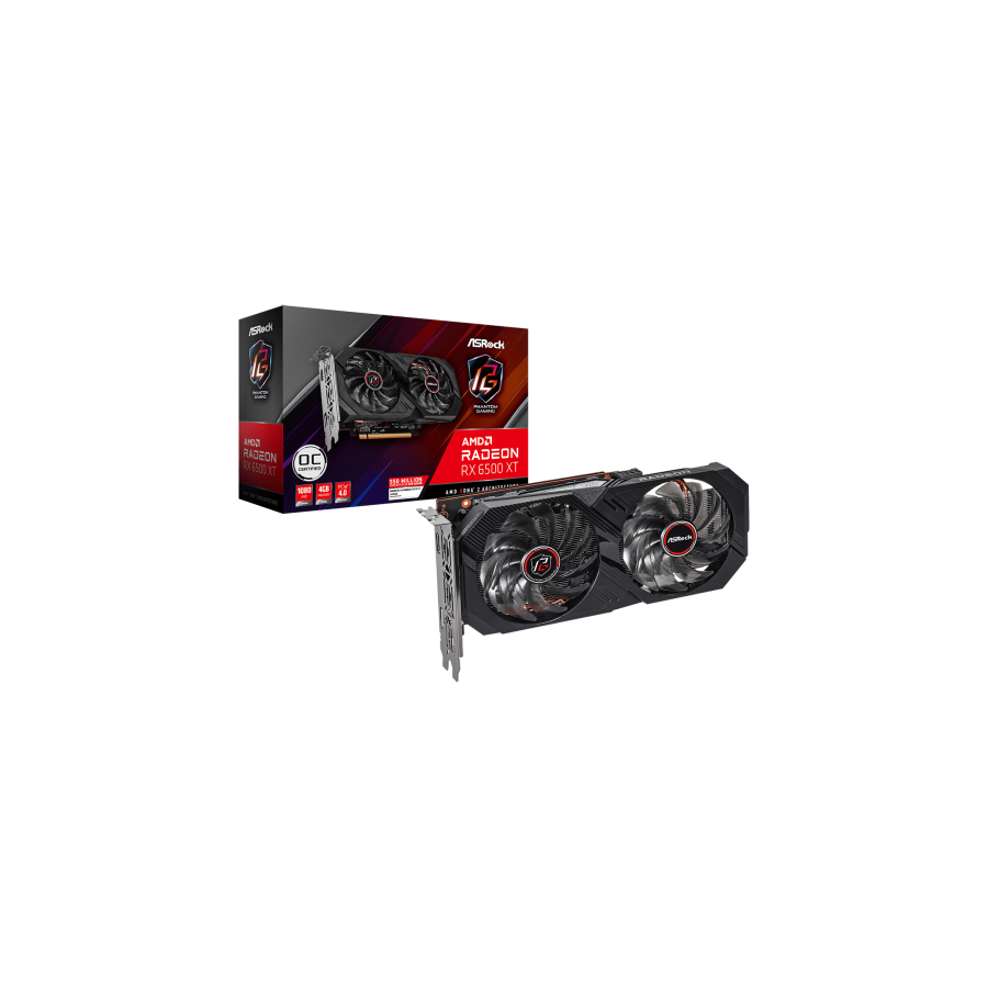 24525-Asrock Phantom Gaming RX 6500 XT 4GB OC AMD Radeon RX 6500 XT GDDR6 24525-Asrock Phantom Gaming RX 6500 XT 4GB OC AMD Radeon RX 6500 XT GDDR6