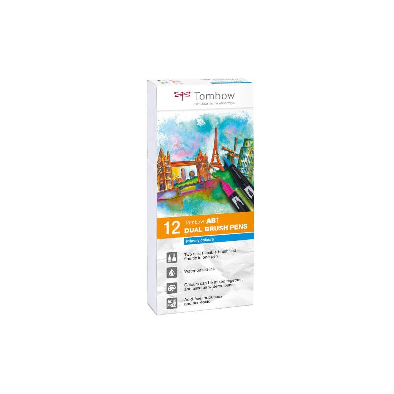 2460-ESTUCHE 12 ROTULADORES DOBLE PUNTA PINCEL COLORES PRIMARIOS TOMBOW ABT-12P-1 2460-ESTUCHE 12 ROTULADORES DOBLE PUNTA PINCEL COLORES PRIMARIOS TOMBOW ABT-12P-1