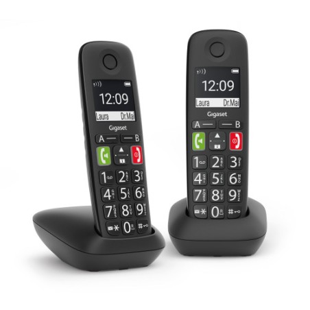 24626-Gigaset E290 Duo Telefono DECT/analogico Identificador de llamadas Negro