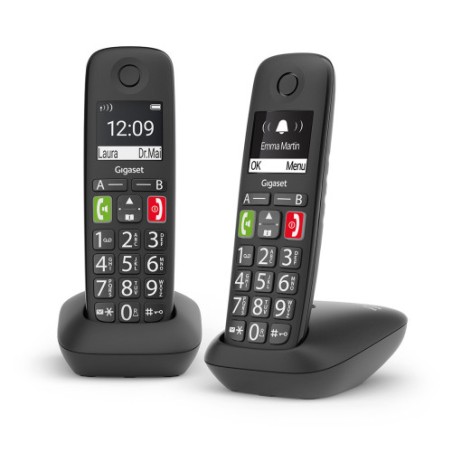 24627-Gigaset E290 Duo Telefono DECT/analogico Identificador de llamadas Negro