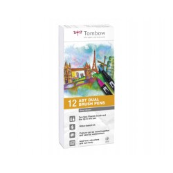 2463-ESTUCHE 12 ROTULADORES DOBLE PUNTA PINCEL GAMA DE GRISES TOMBOW ABT-12P-3