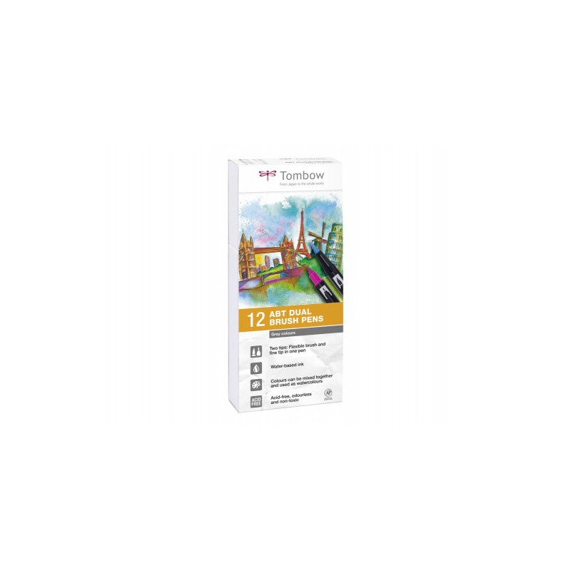 2463-ESTUCHE 12 ROTULADORES DOBLE PUNTA PINCEL GAMA DE GRISES TOMBOW ABT-12P-3 2463-ESTUCHE 12 ROTULADORES DOBLE PUNTA PINCEL GAMA DE GRISES TOMBOW ABT-12P-3