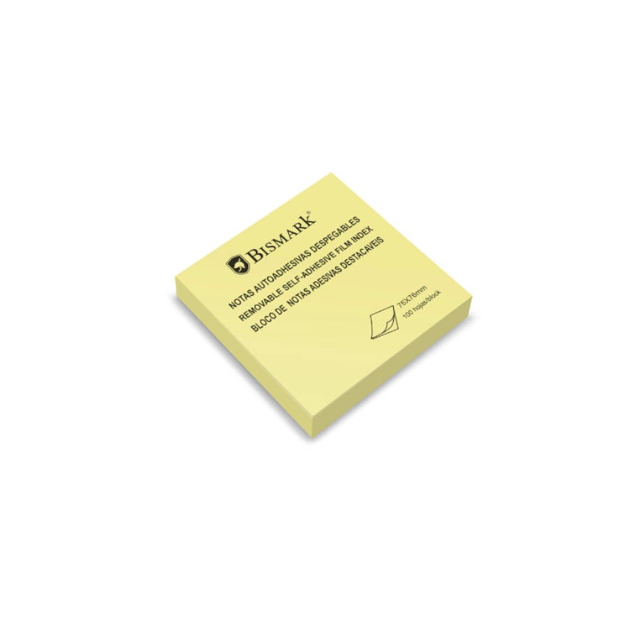 2476-TACO NOTAS ADHESIVAS AMARILLAS 76X76 MM. 100 HOJAS BISMARK 921007