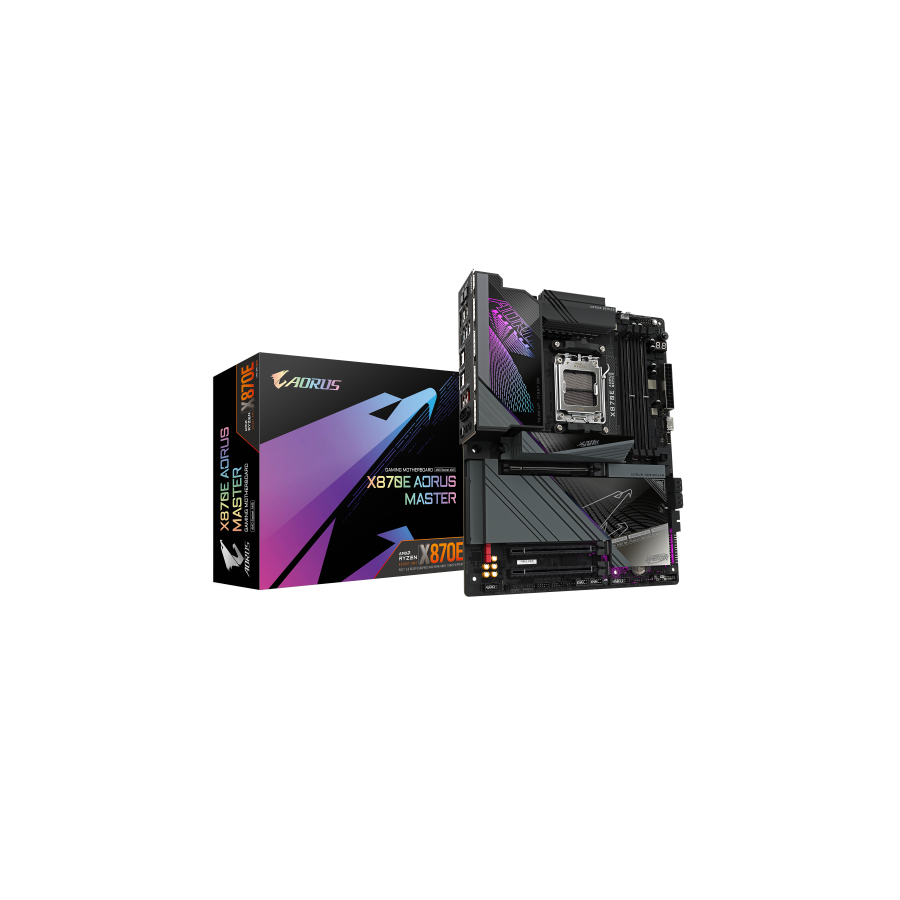 24862-GIGABYTE Placa base X870E AORUS MASTER - Compatible con CPUs AMD Ryzen 9000, VRM digital de 16+2+2 fases, hasta 82 24862-GIGABYTE Placa base X870E AORUS MASTER - Compatible con CPUs AMD Ryzen 9000, VRM digital de 16+2+2 fases, hasta 82