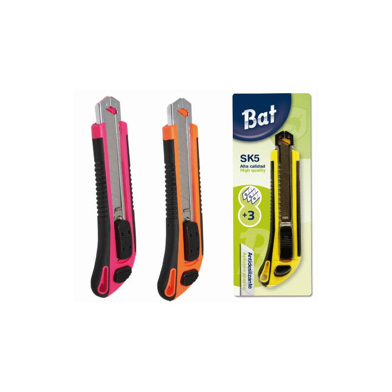 2497-CUTER ERGONOMICO ANTIDESLIZANTE + 3 CUCHILLAS ALTA CALIDAD COLORES SURTIDOS BISMARK 312209 (CUTTER) 2497-CUTER ERGONOMICO ANTIDESLIZANTE + 3 CUCHILLAS ALTA CALIDAD COLORES SURTIDOS BISMARK 312209 (CUTTER)