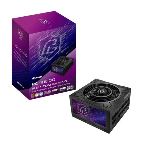 24995-FUENTE ALIMENTACION ASROCK PG-1000G,PSU,1000W,80 PLUS GOLD/A,135MM,MODULAR,PCI-E 5.1 (12+4pin)x1,PCI-E (6+2 pin)x3