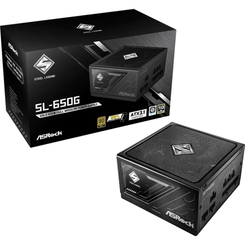 24996-FUENTE ALIMENTACION ASROCK SL-650G,PSU,650W,80 PLUS GOLD,135MM,MODULAR,PCI-E 5.1 (12+4pin)x1,PCI-E (6+2 pin)x3,SAT