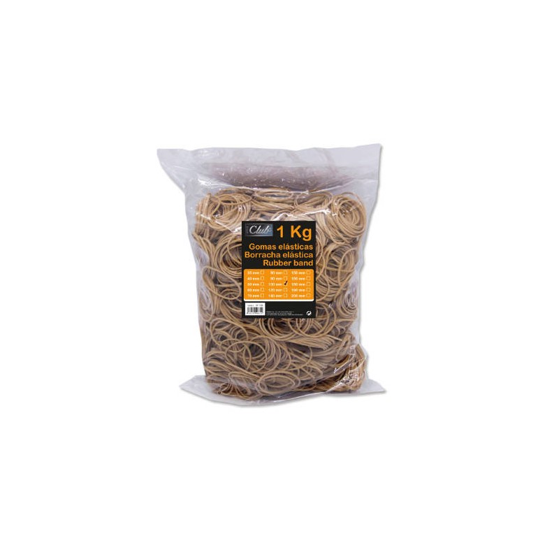2500-BOLSA 1 KG. GOMAS ELASTICAS No 100 DE 10 CM. LARGO OFFICE CLUB 300831