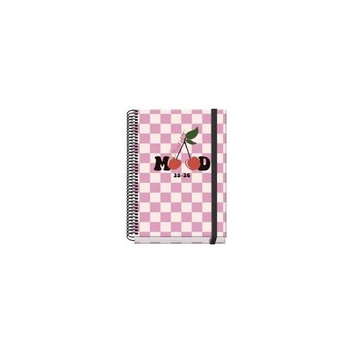 25015-AGENDA ESCOLAR 2025-2026 TAMANO A5 TAPA CARTON FORRADO SEMANA VISTA PRIME CHERRY DOHE 52036