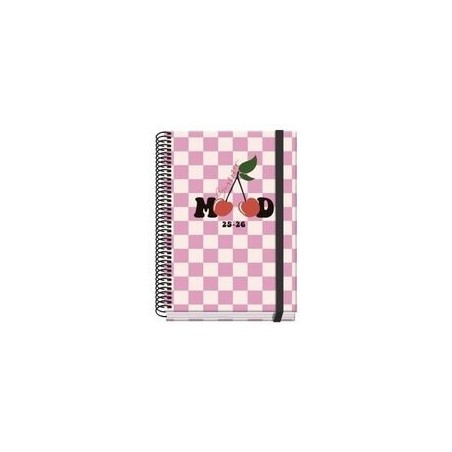 25015-AGENDA ESCOLAR 2025-2026 TAMANO A5 TAPA CARTON FORRADO SEMANA VISTA PRIME CHERRY DOHE 52036