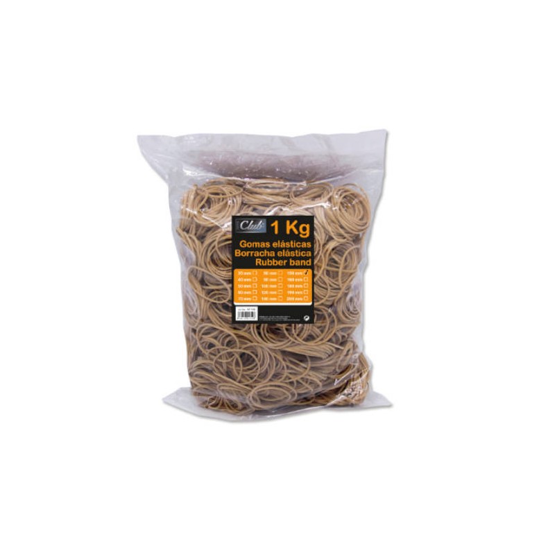 2502-BOLSA 1 KG. GOMAS ELASTICAS No 150 DE 15 CM. LARGO OFFICE CLUB 301759