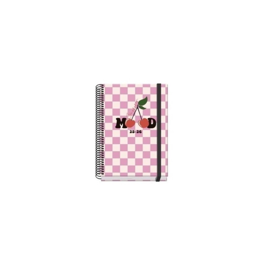 25020-AGENDA ESCOLAR 2025-2026 TAMANO A5 TAPA CARTON FORRADO DIA PAGINA PRIME CHERRY DOHE 52042