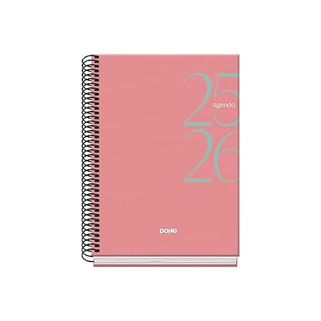 25036-AGENDA ESCOLAR 2025-2026 TAMANO A5 TAPA CARTON FORRADO SEMANA VISTA MODELO SYSTEM BASIC ROSA DOHE 52057